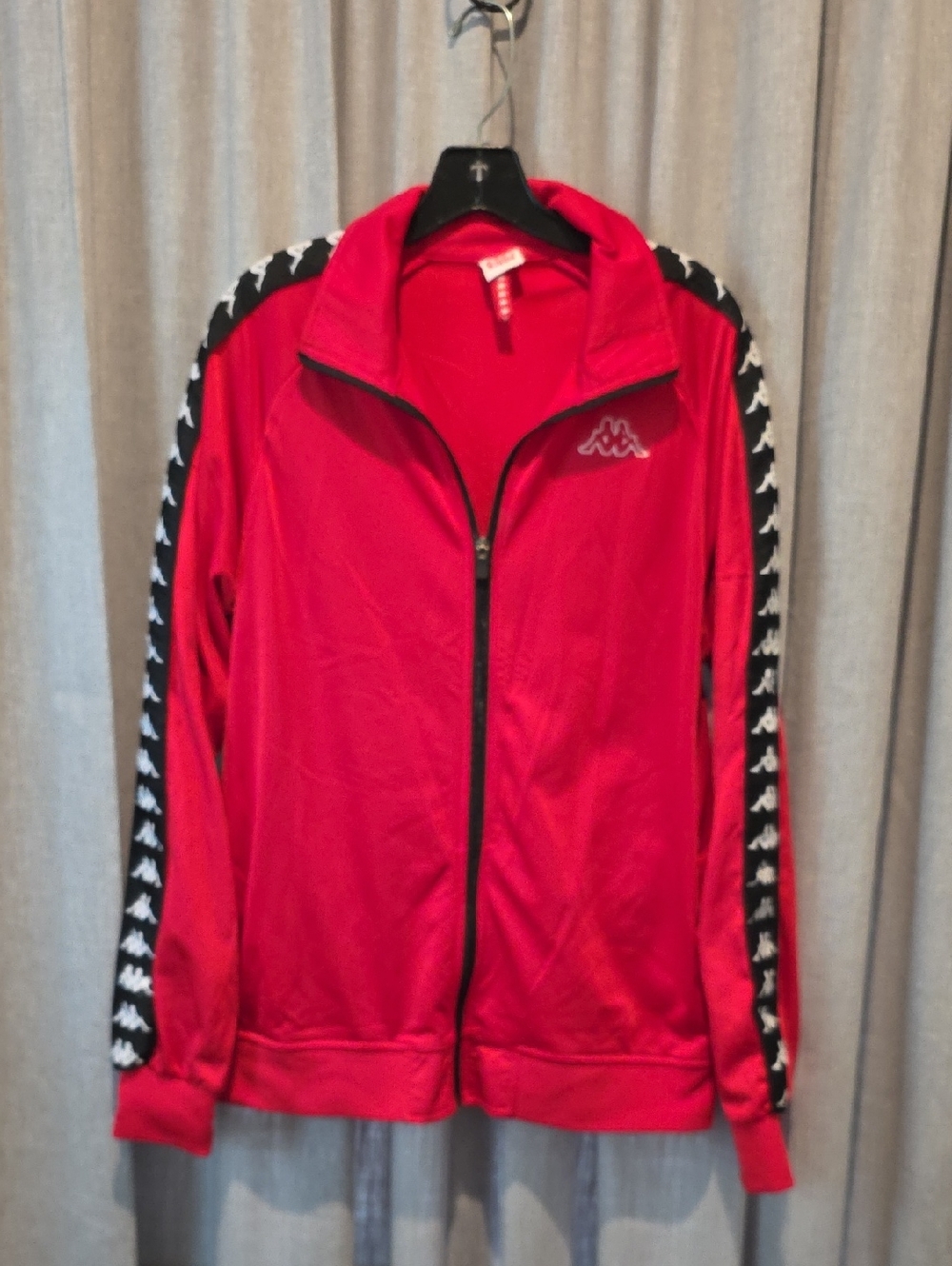 Kappa Red Sateen Full-Zip Track Jacket with Logo Tape Arms